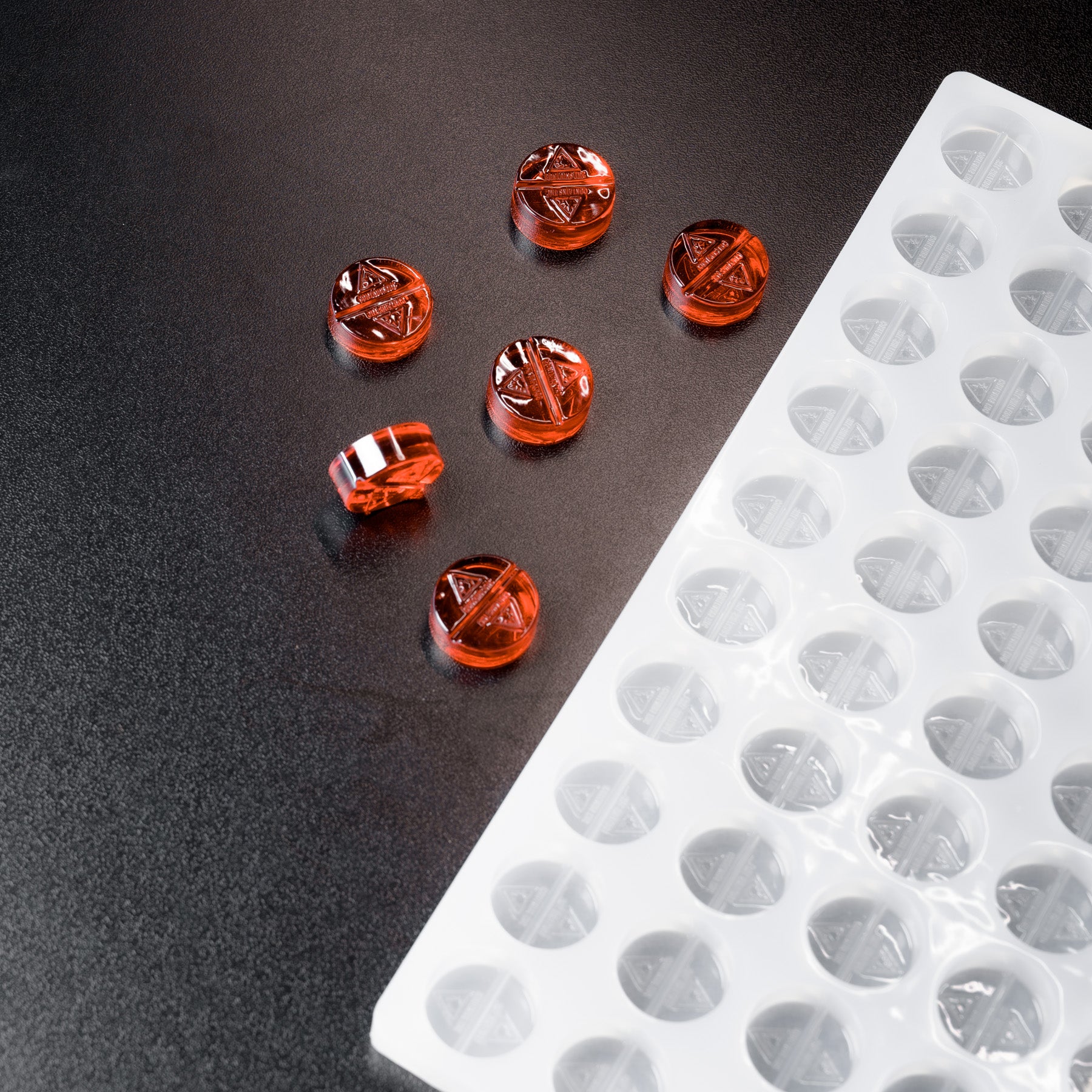 5mL Multidose™ Circle Candy Depositor Mold - MA, ME, RI, VT THC Symbol - 120 Cavities - 23954