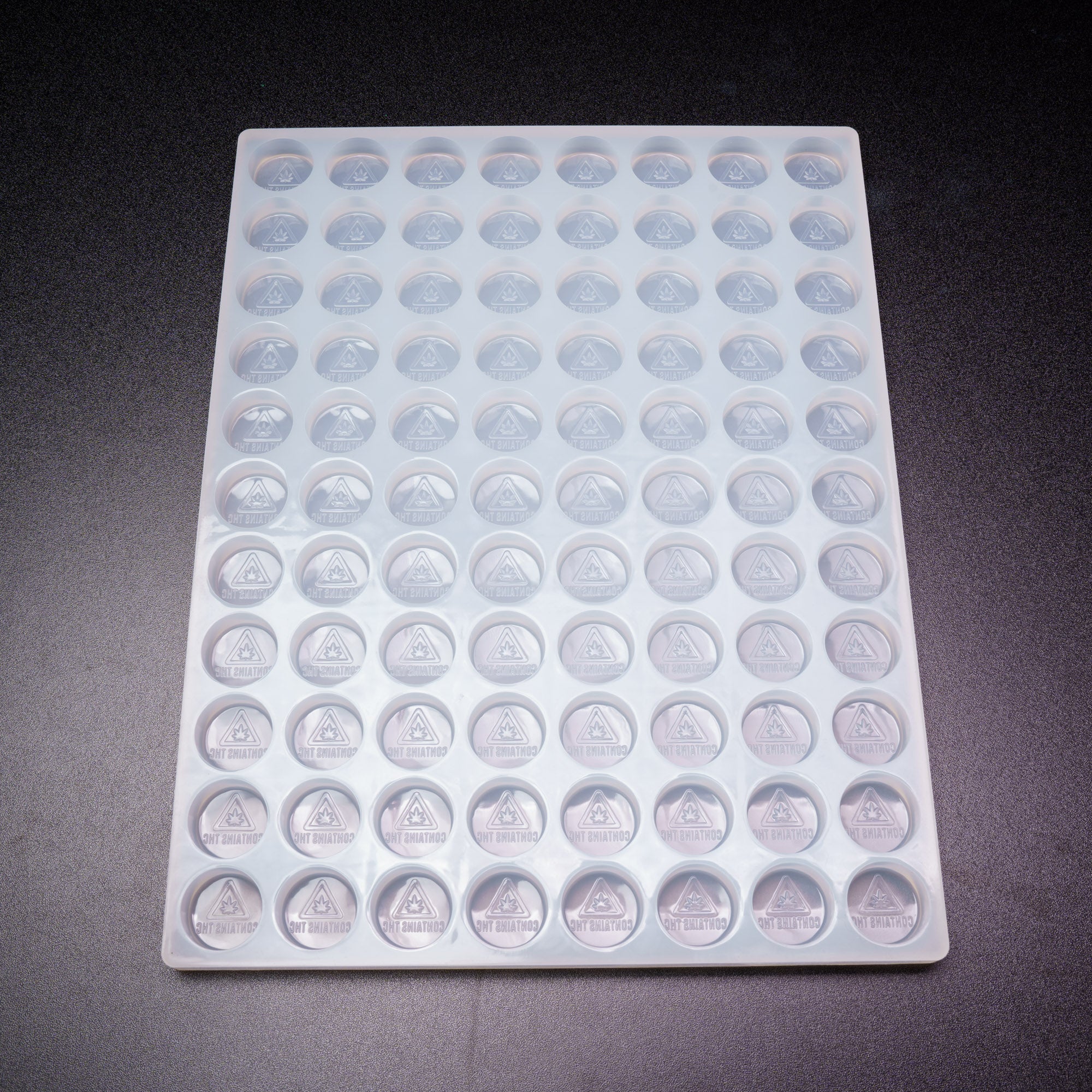 8.5mL Round Candy Depositor Mold - MA, ME, RI, VT THC Symbol - 88 Cavities