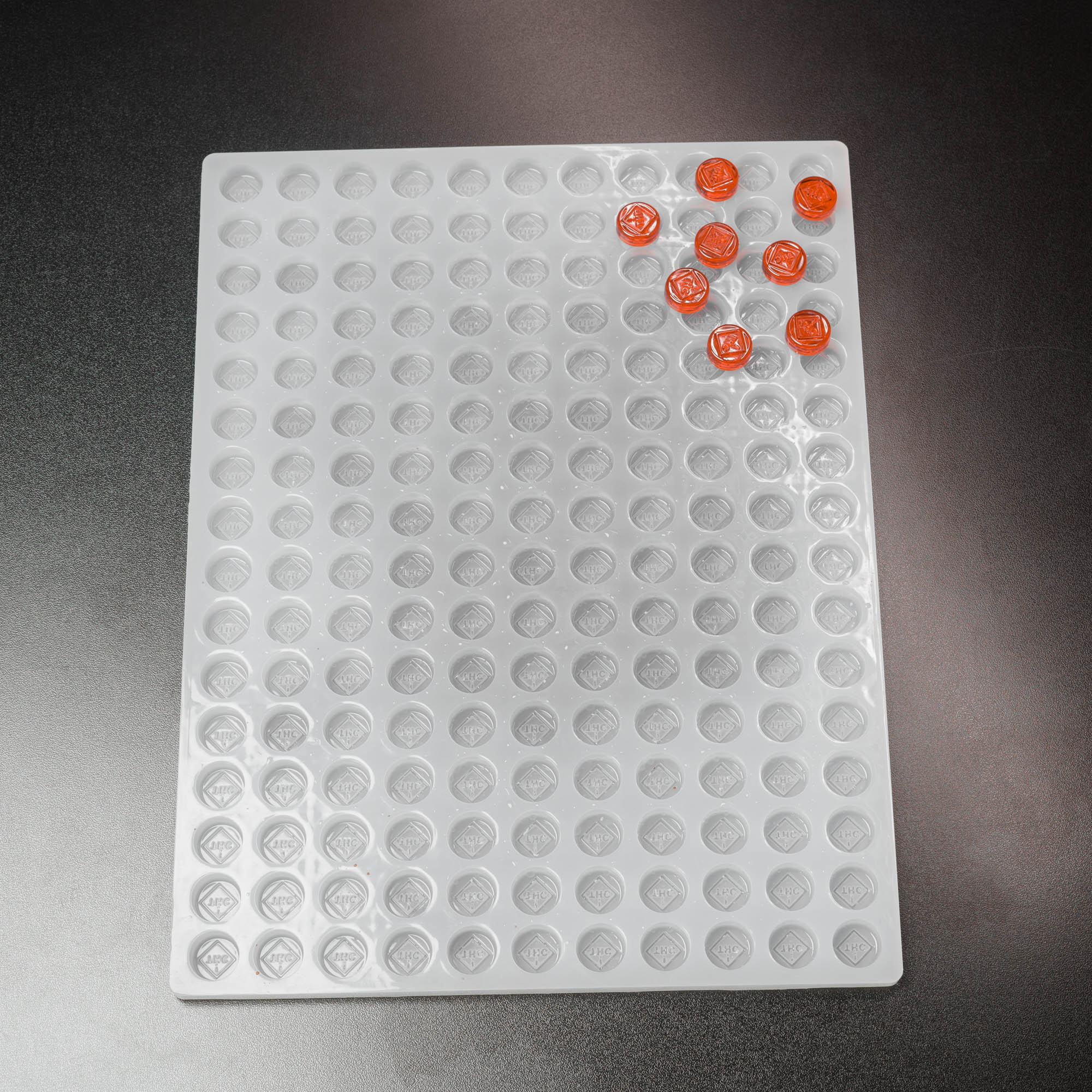 2.5mL Round Candy Depositor Mold - CO, FL, NM, OH THC Symbol - 176 Cavities - 23560
