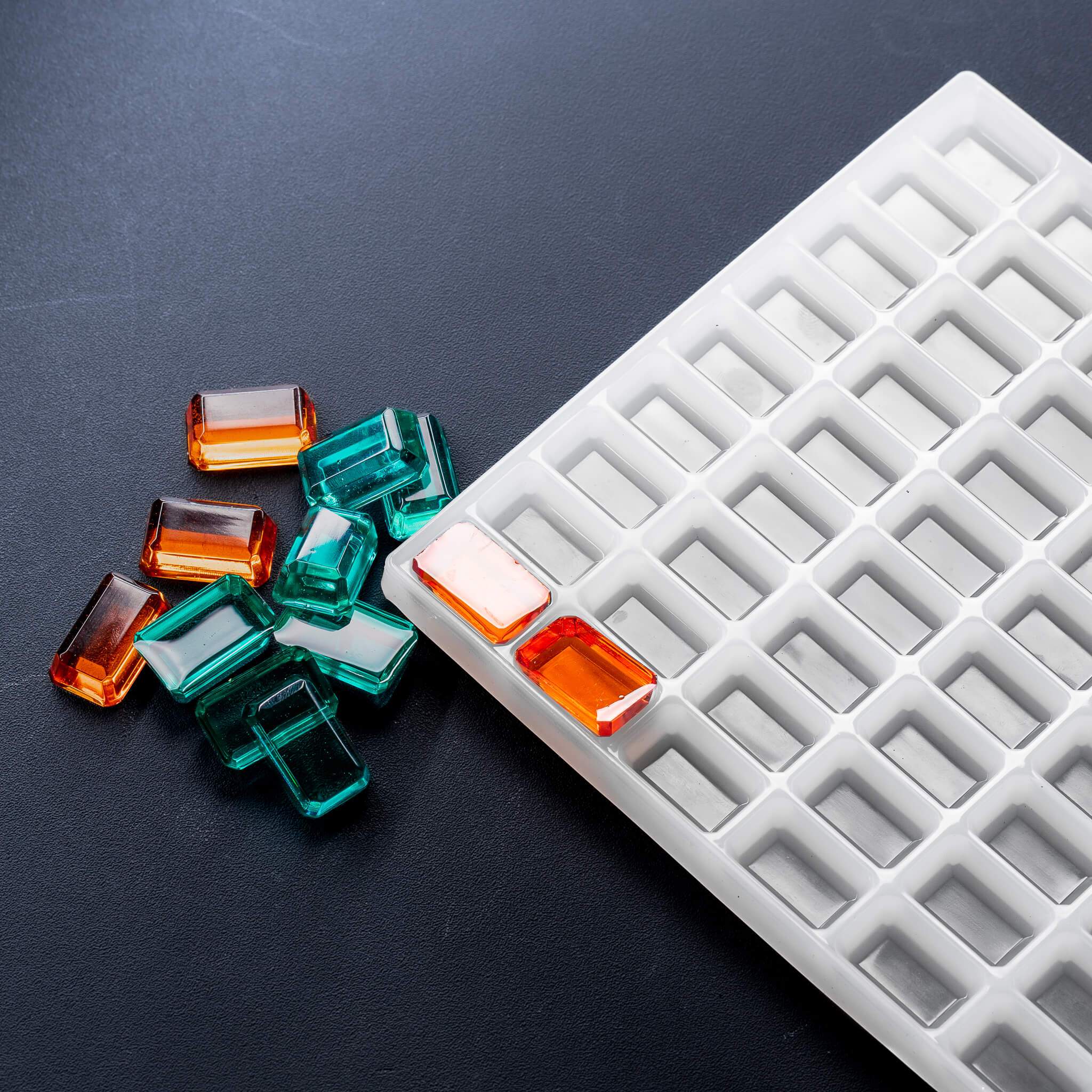 3.2mL Gem Candy Gummy Depositor Mold 100% Platinum Silicone 81 cavities orange and blue candies