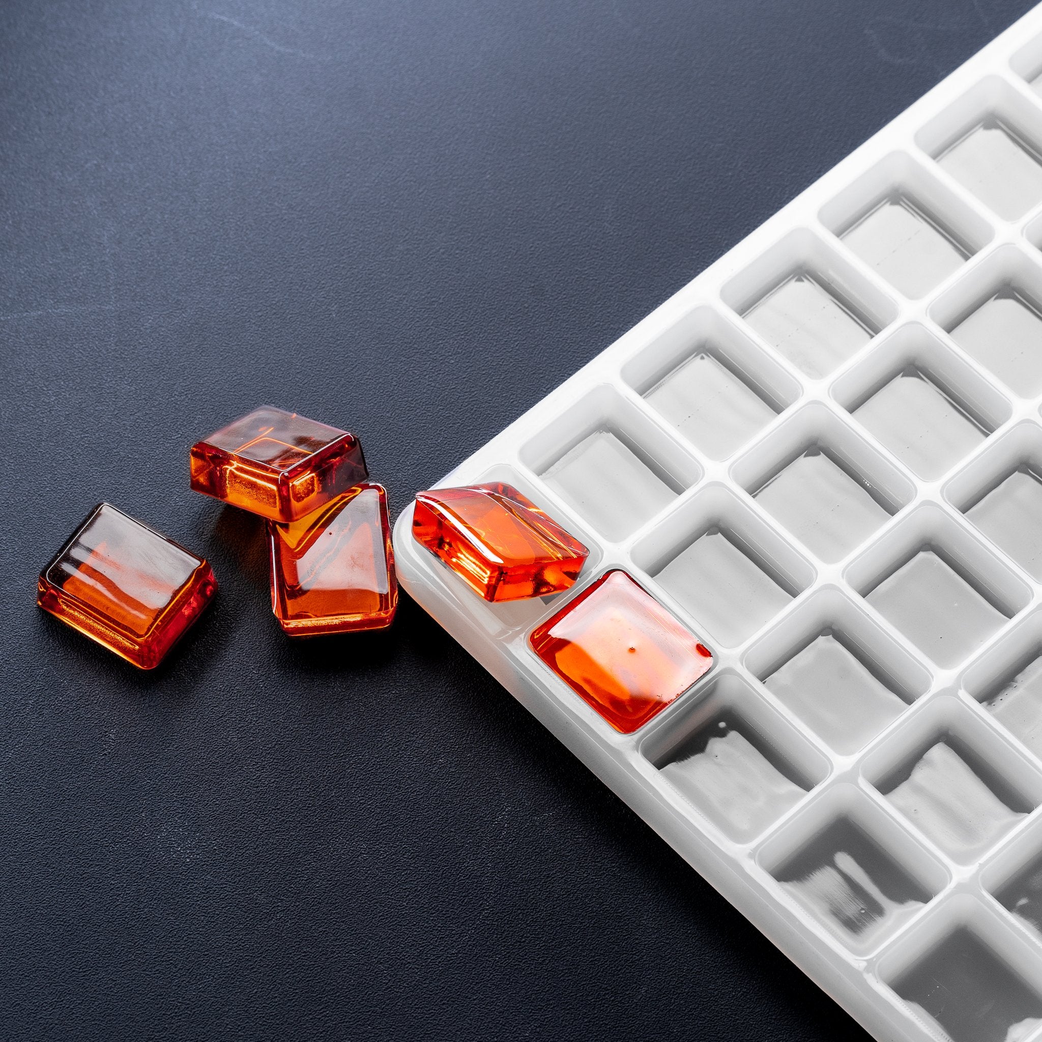 6.8mLRectangleCandyGummyDepositorMoldPlain66Cavities100PercentPlatinumSiliconeOrangeGummies