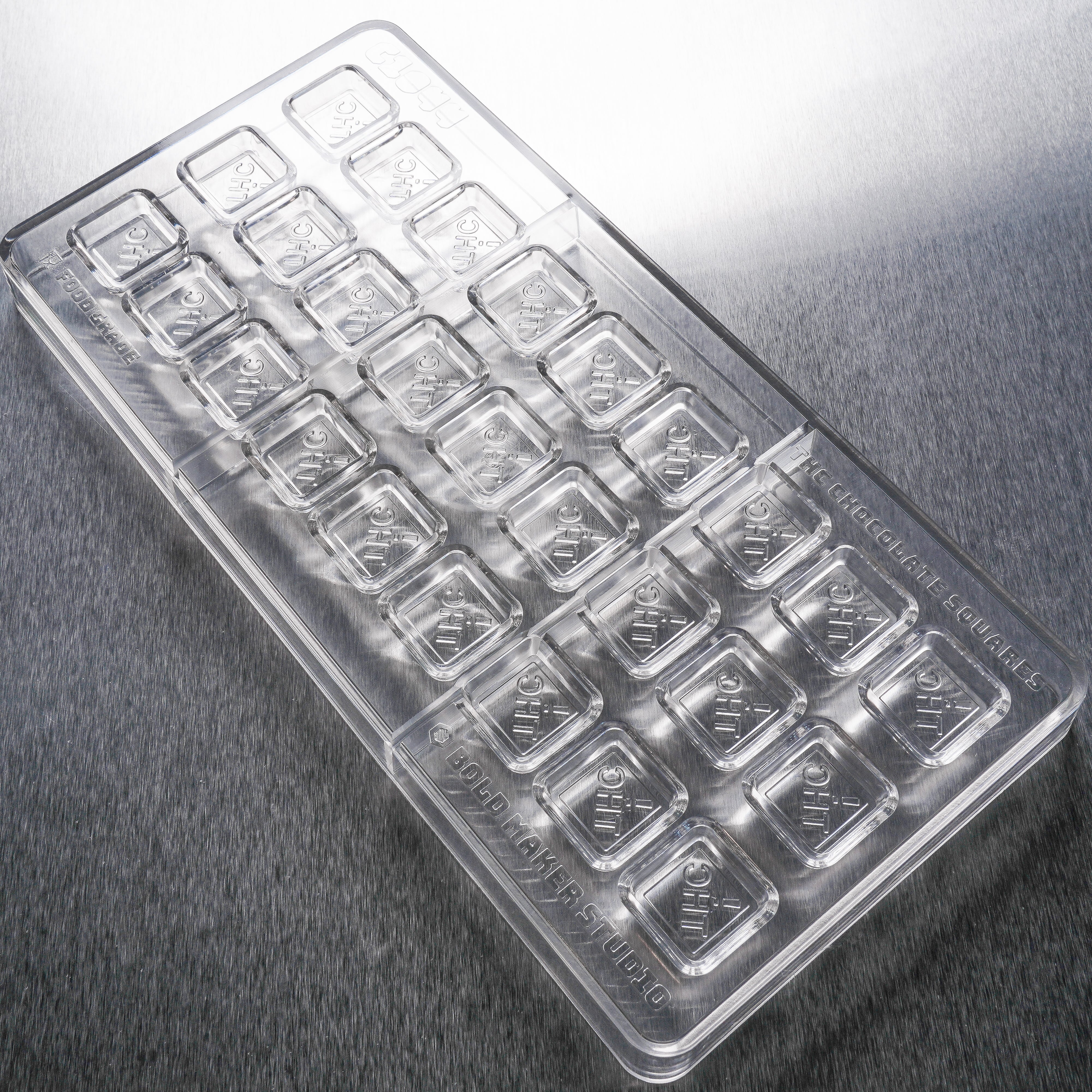 3mL Square Chocolates Mold - CO, FL, NM, OH THC Symbol - 27 Cavities - 22920