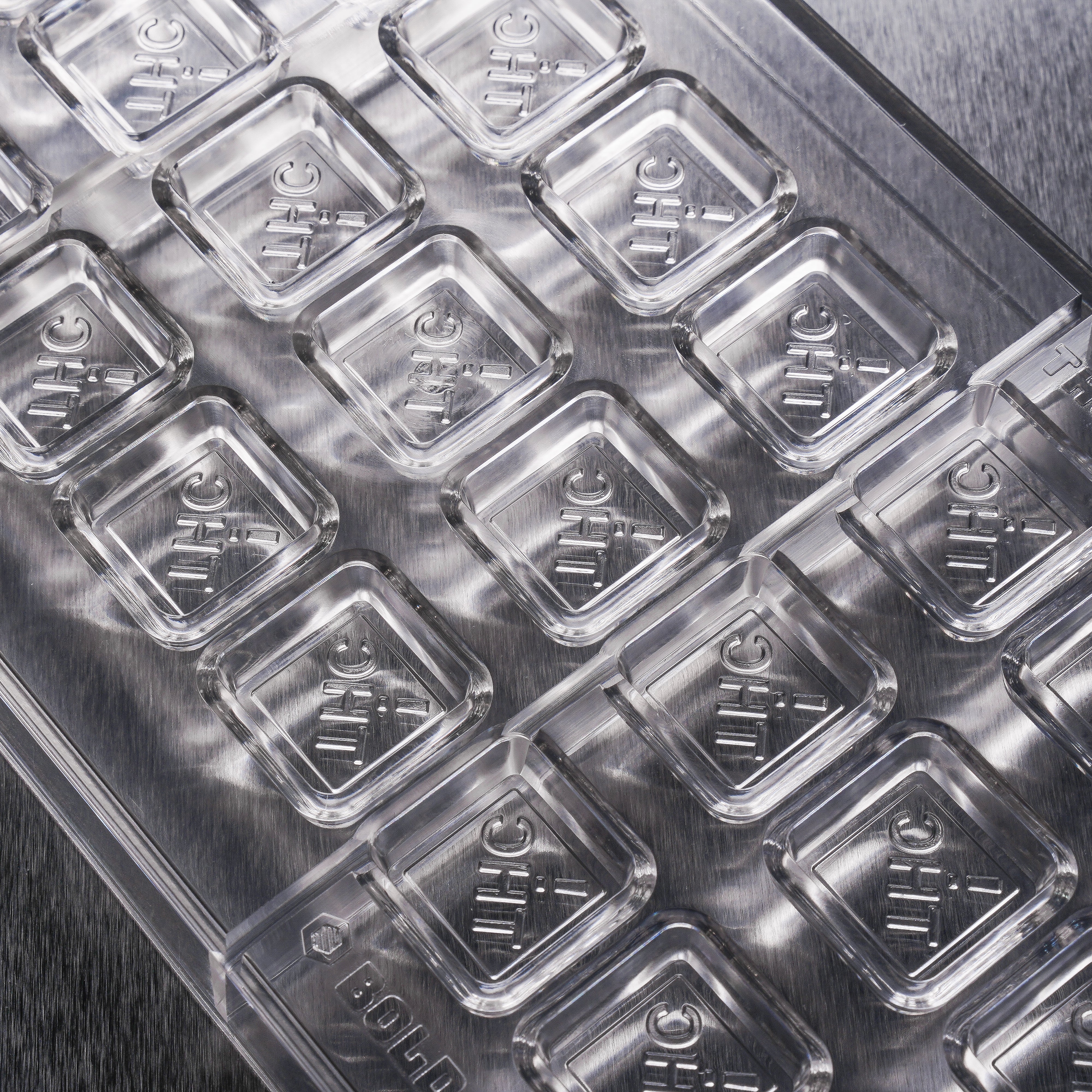 3mL Square Chocolates Mold - CO, FL, NM, OH THC Symbol - 27 Cavities - 22920