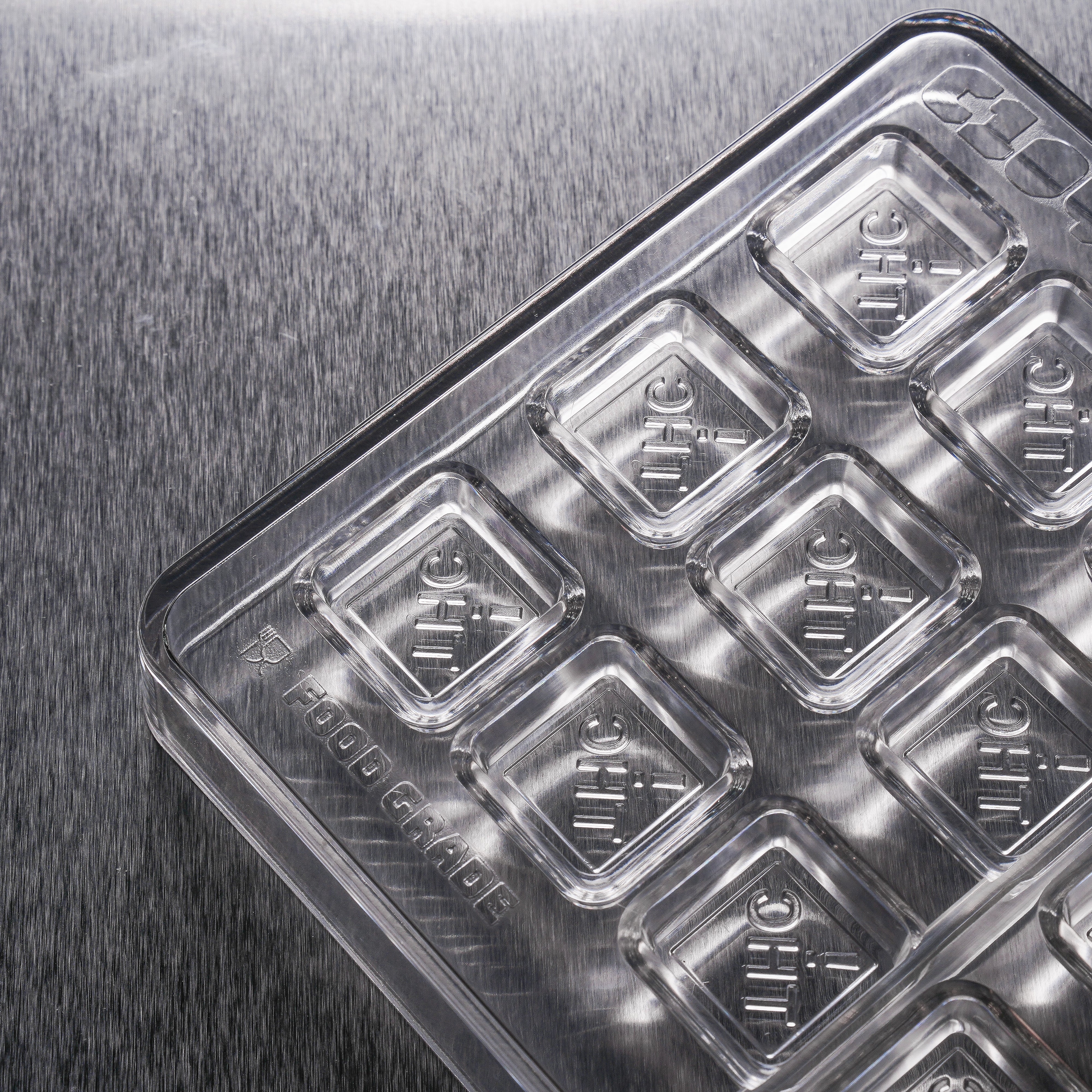 3.38mL Square Chocolates Mold - CO, FL, NM, OH THC Symbol - 27 Cavities - 22920