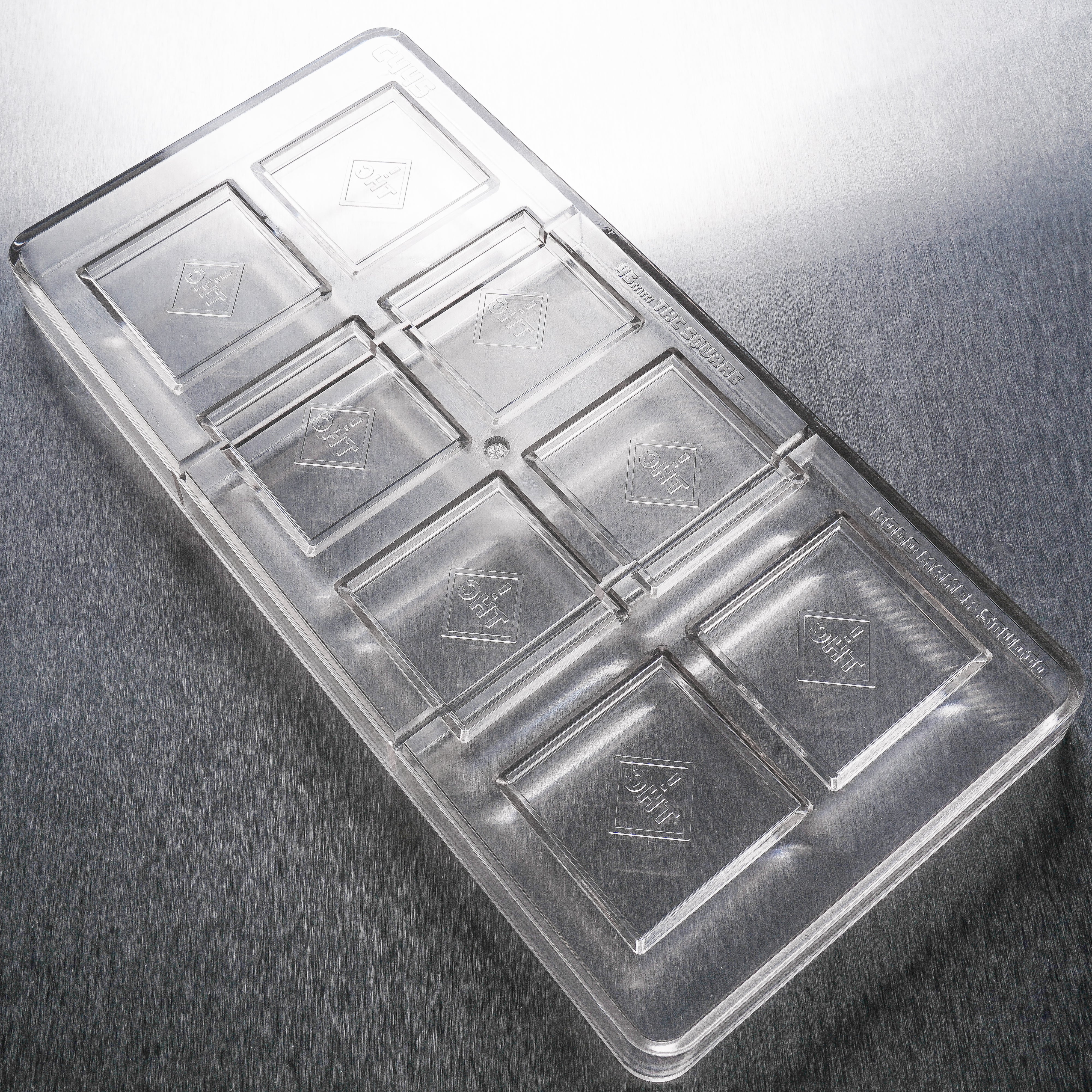 9.75mL Square Chocolates Mold - CO, FL, NM, OH THC Symbol - 8 Cavities - 22922