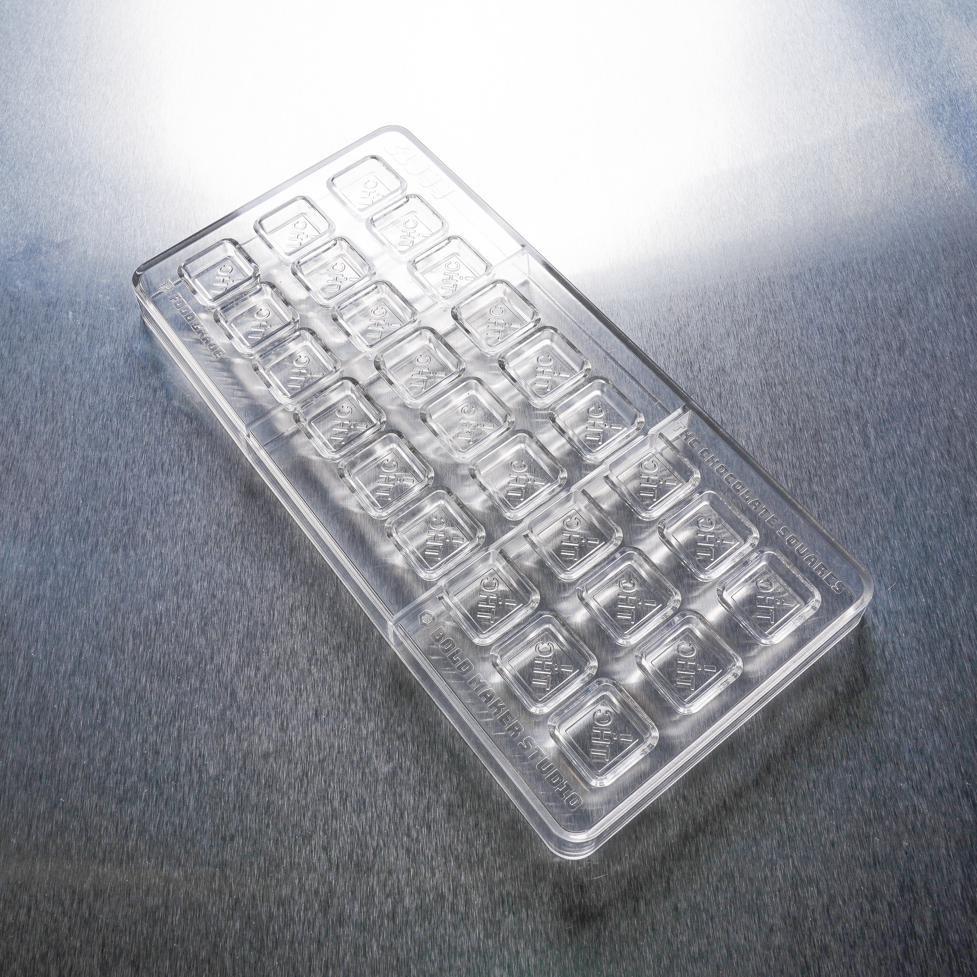3.38mL Square Chocolates Mold - CO, FL, NM, OH THC Symbol - 27 Cavities - 22920
