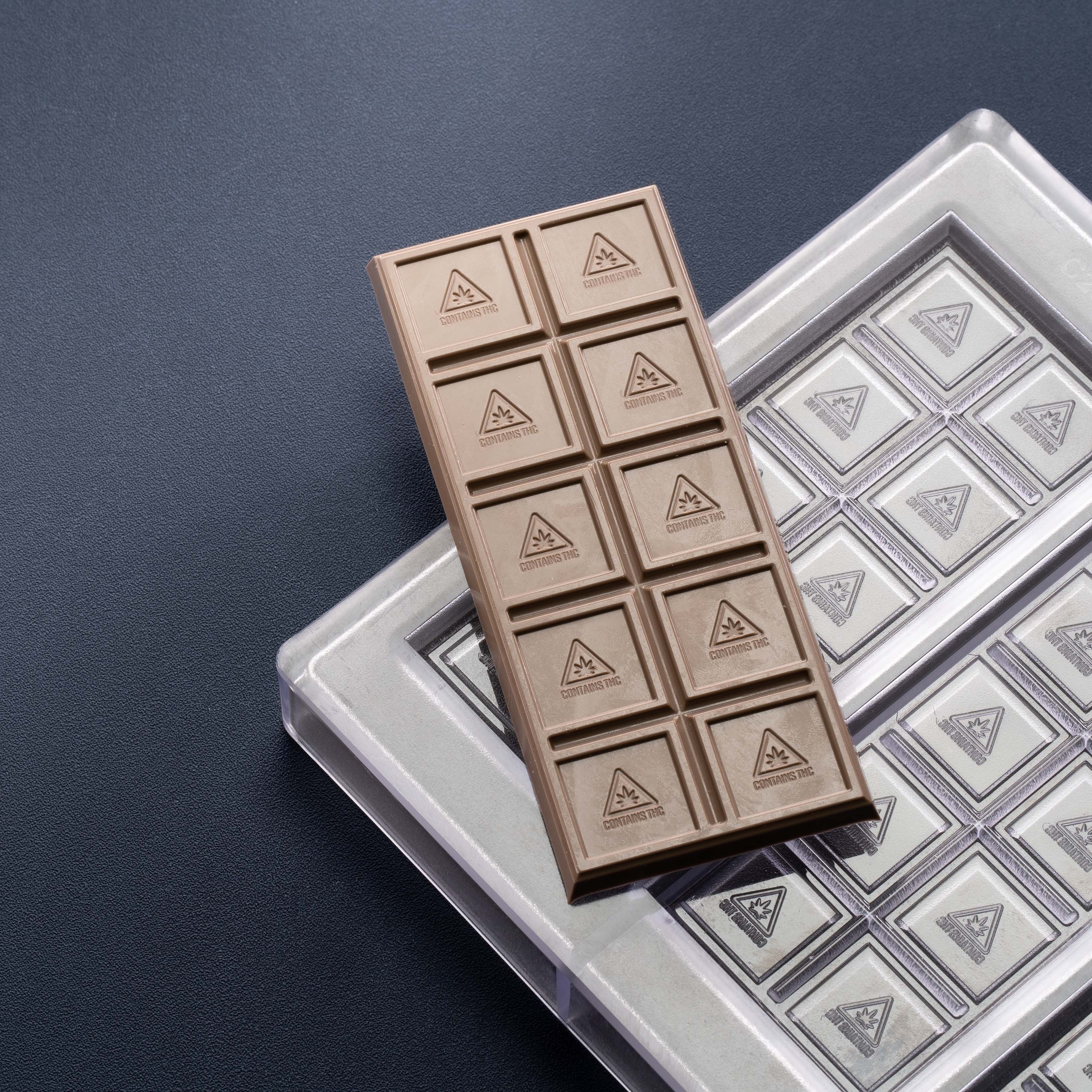 43mL 10pc Chocolate Bar Mold - MA, ME, RI, VT THC Symbol - 4 Bars - 22910
