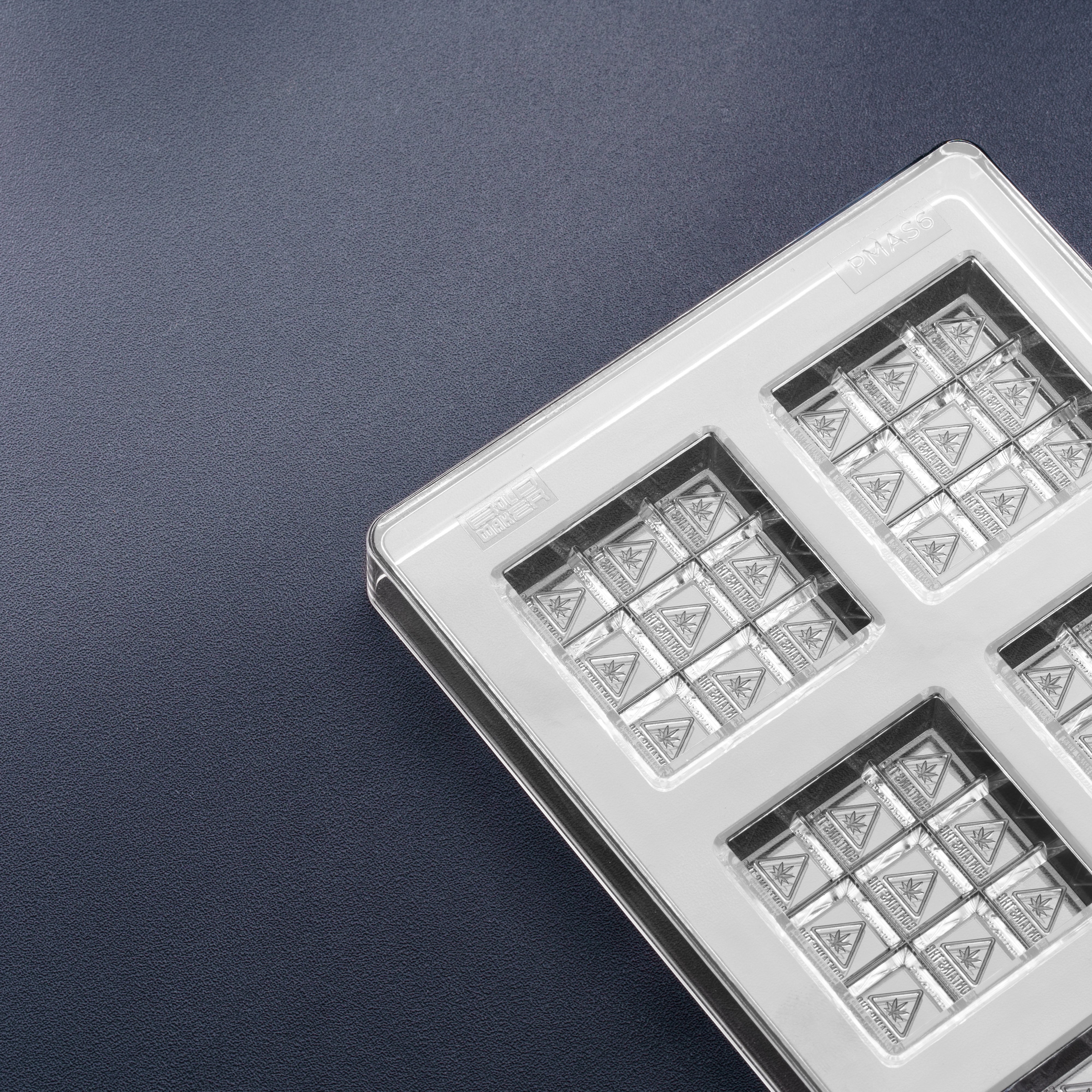 17.8mL 9pc Square Chocolate Bar Mold - MA, ME, RI, VT THC Symbol - 8 Bars - 22908