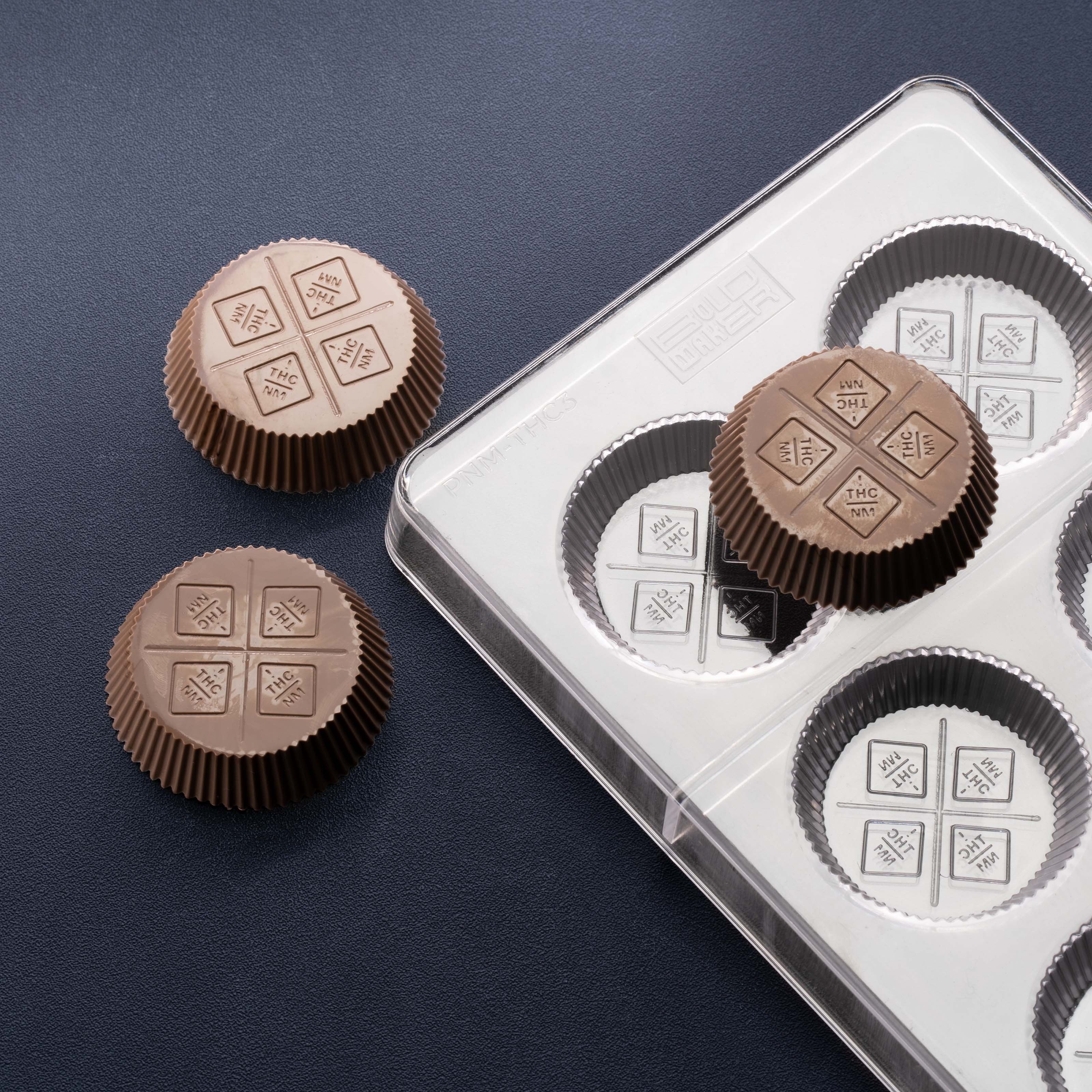 18.5mL Peanut Butter Cup Chocolate Mold - New Mexico THC Symbol - 8 Cavities - 22937