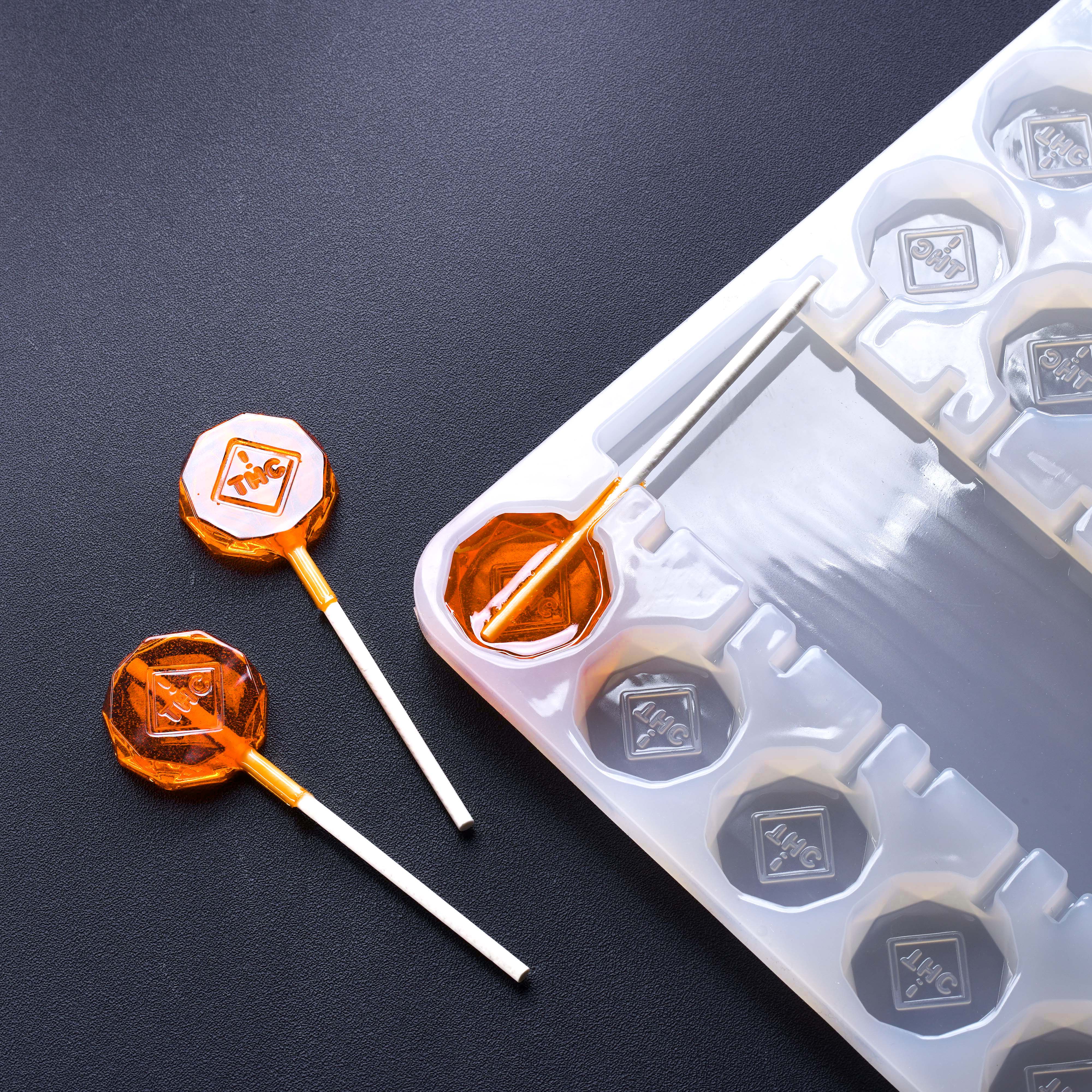 6.8mL Lollipop Candy Depositor Mold - CO, FL, NM, OH THC Symbol - 44 Cavities - 22055