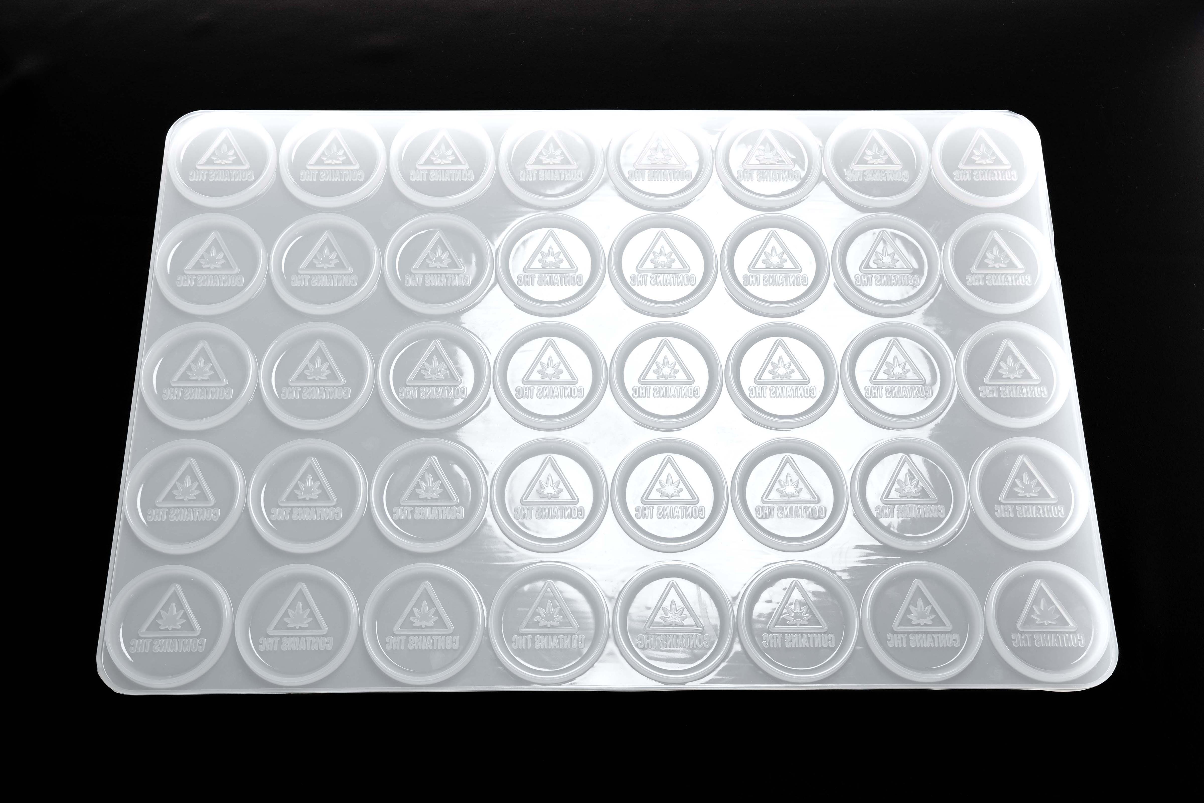 2.5" Circle Candy Full Sheet Mold - MA, ME, RI, VT THC Symbol - 40 Cavities - 22138