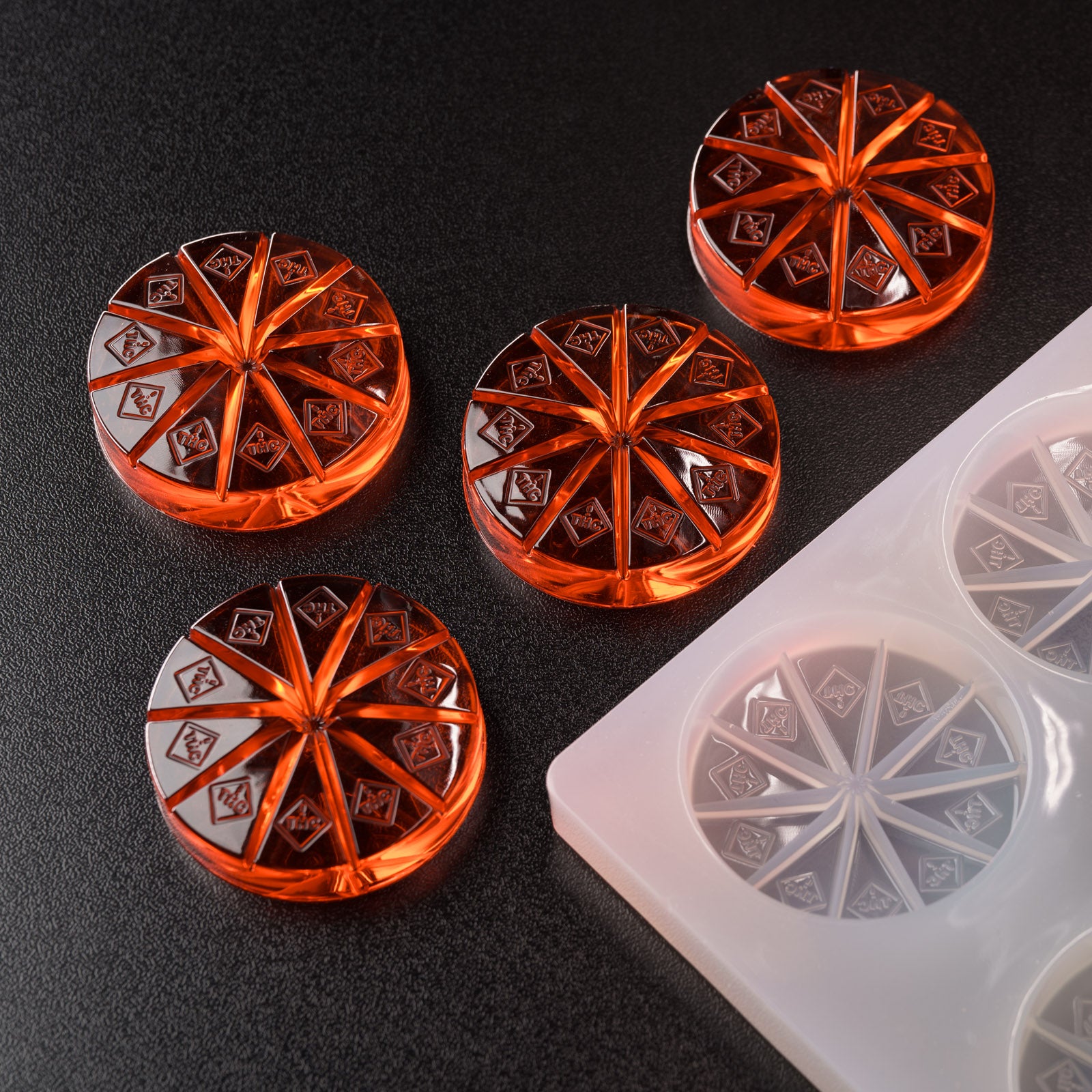 20mL Multidose Round Candy Depositor Mold - CO, FL, NM, OH THC Symbol - 24 Cavities - 24286