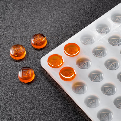 2.5mL Round Candy Depositor Mold - CO, FL, NM, OH THC Symbol - 140 Cavities - 22523