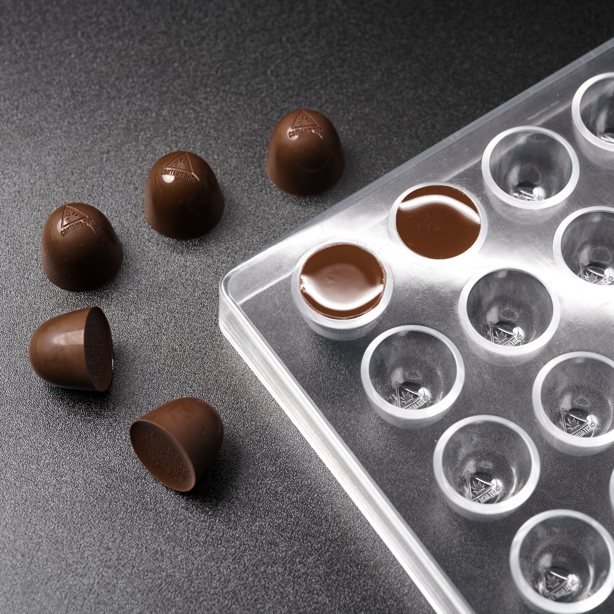Truffle Maker 10.4mL Dome Chocolate Mold - MA, ME, RI, VT THC Symbol - 24 Cavities ...
