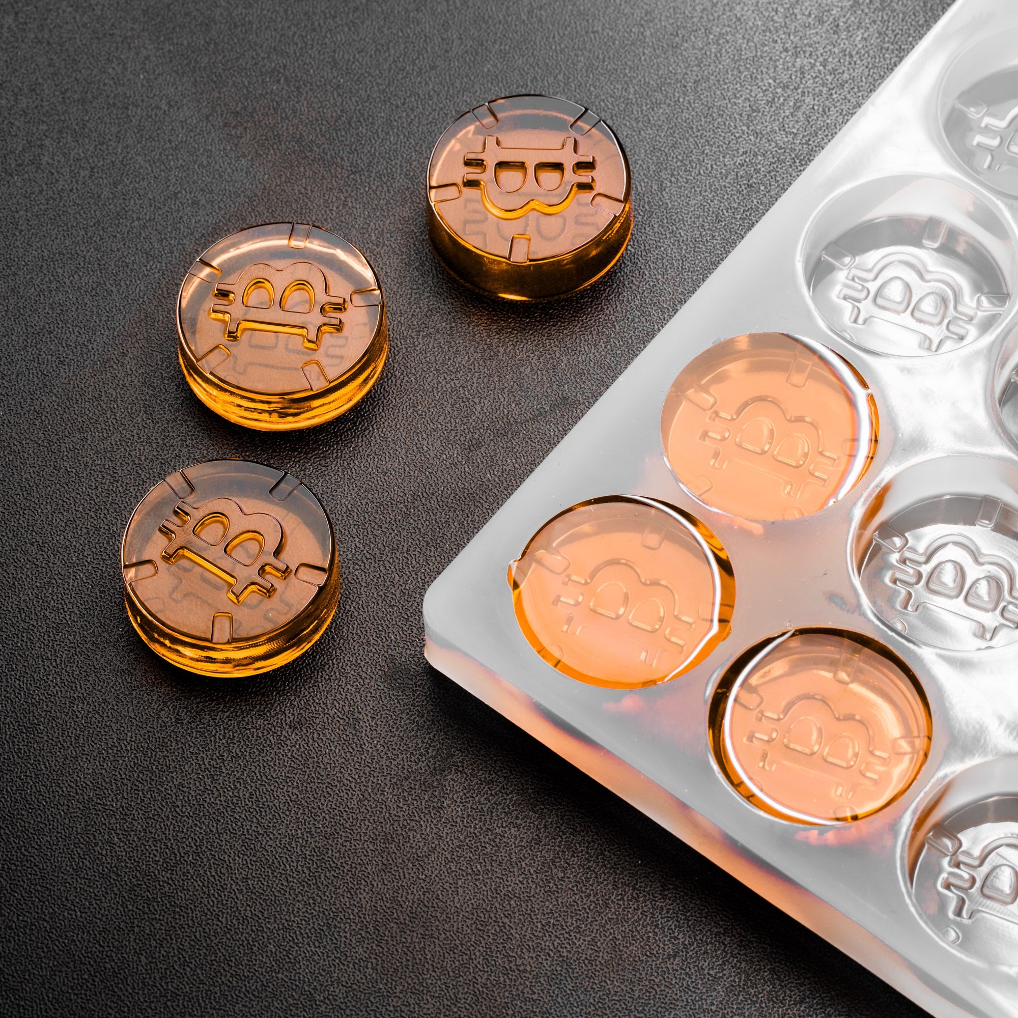 7.5mL Round Candy Depositor Mold - Bitcoin Symbol - 88 Cavities - 23534