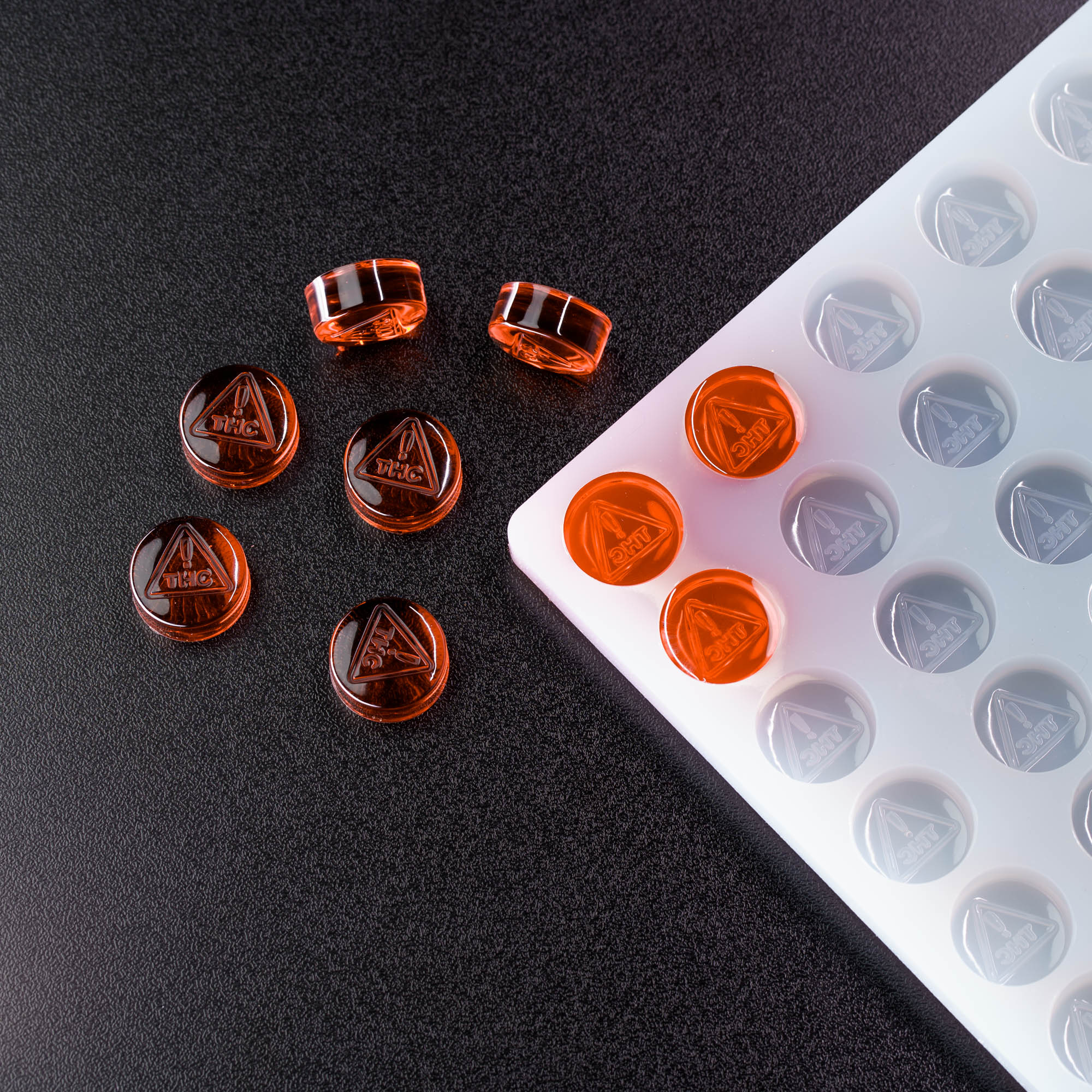 3mL Circle Candy Depositor Mold - Nevada THC Symbol - 160 Cavities - 23573