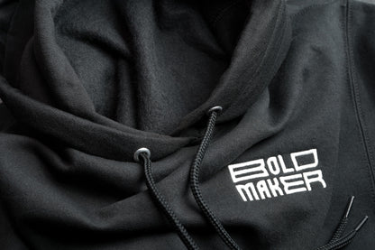 Bold Maker™ Black Hooded Sweatshirt – Relaxed-Fit Core Fleece Logo Hoodie