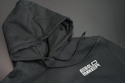 Bold Maker™ Black Hooded Sweatshirt – Relaxed-Fit Core Fleece Logo Hoodie
