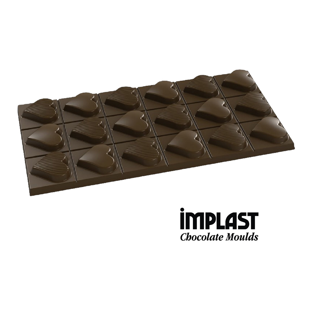 78.4mL Rectangle Heart Design Chocolate Bar Mold - 3 Cavities - IM225