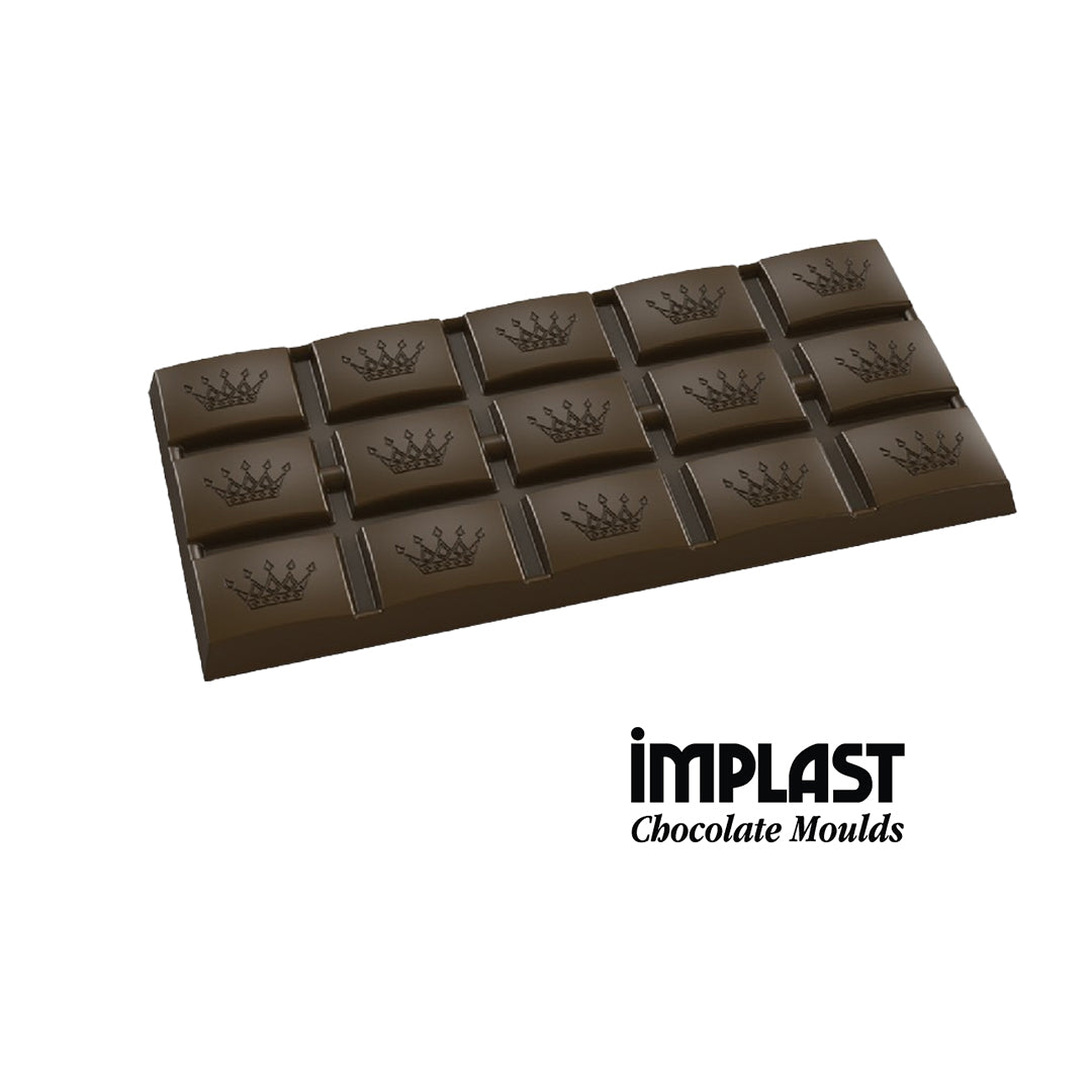 86.4mL Rectangle Crown Design Chocolate Bar Mold - 3 Cavities - IM227