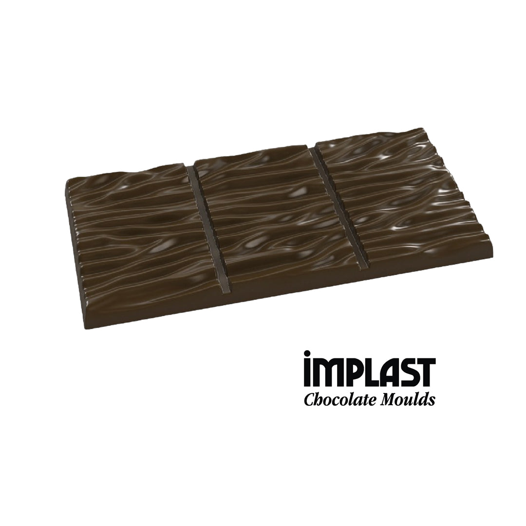 76mL Rectangle Wood Texture Design Chocolate Bar Mold - 3 Cavities - IM297