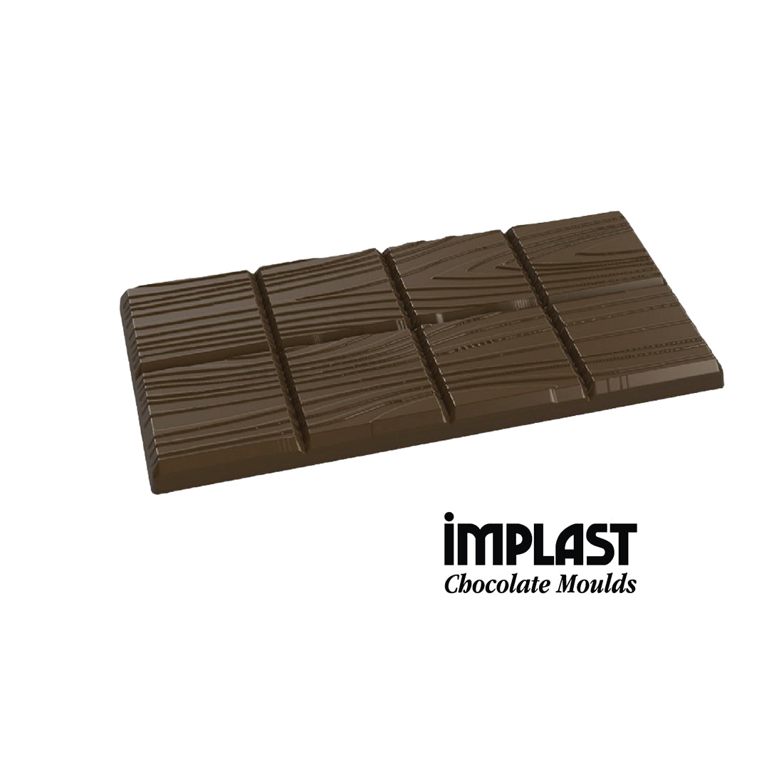 80mL Rectangle Wood Texture Design Chocolate Bar Mold - 3 Cavities - IM307