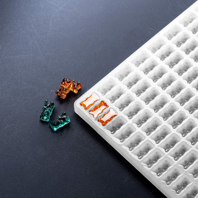 1.5mLGummyBearCandyGummyDepositorMoldPlain250Cavities100PercentPlatinumSiliconeOrangeBlueGummies