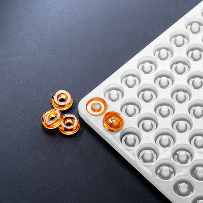 2.5mLPeachRingCandyDepositorMoldPlain143CavitiesOrangeGummies100percentplatinumsilicone