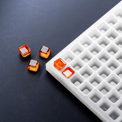 3mLSquareGemCandyDepositorMoldPlain144Cavities100PercentSiliconeOrangeGummies