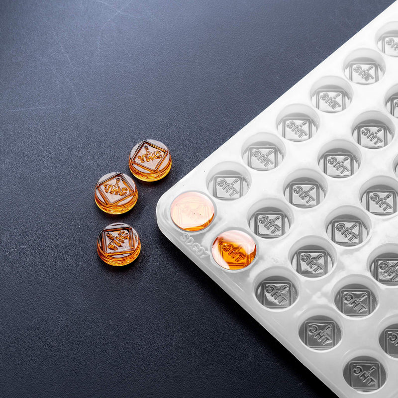 3mlRoundCandyGummyDepositorMoldColoradoOhioFloridaTHCSymbol104Cavities100PercentPlatinumSiliconeOrangeGummies