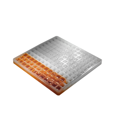 4.4mLCubeCandyGummyDepositorMoldPlain144Cavities100PercentPlatinumSiliconeOrangeGummiesWhiteBackground