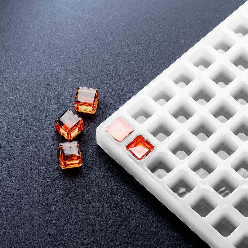 5mLCubeCandyGummyDepositorMoldPlain165Cavities100PercentPlatinumSiliconeOrangeGummies
