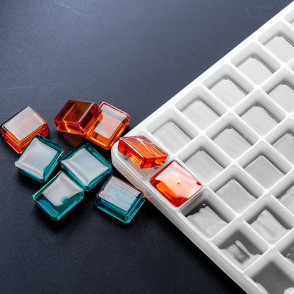 6.8mLRectangleCandyGummyDepositorMoldPlain66Cavities100PercentPlatinumSiliconeOrangeBlueGummies