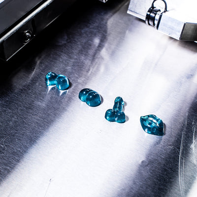 BlueGummiesInshapesfrom3mLNoveltyPenisWillyCandyGummyAdultNoveltyMold100percentPlatinumSilicone