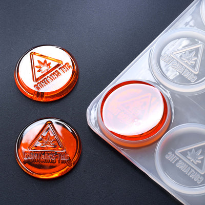 19mL Circle Candy Full Sheet Mold - MA, ME, RI, VT THC Symbol - 40 Cavities - 22138