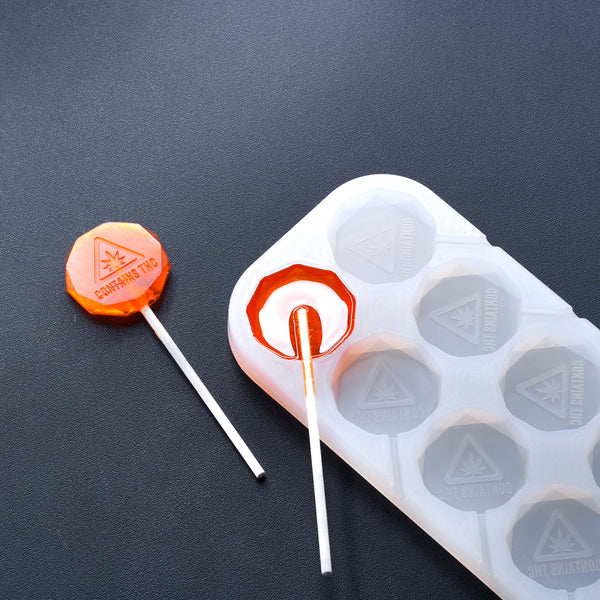 Lollipop Edible Mold, POT LEAF THC Symbol, 10 mL