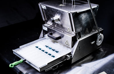 DepositingMachine3mLNoveltyBoobCandyGummyMoldPlain56Cavities100PercentPlatinumSiliconeBlueGummies