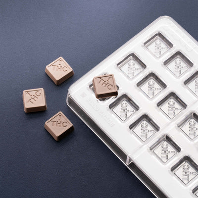 3.38mL Square Chocolates Mold - CO, FL, NM, OH THC Symbol - 27 Cavities - 22920