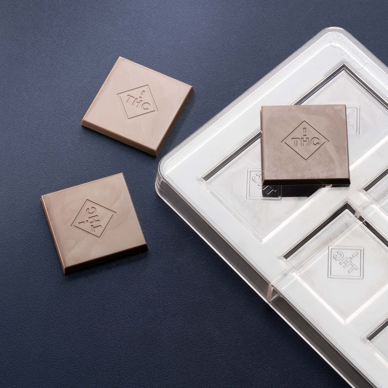 9.75mL Square Chocolate Mold - Colorado THC Diamond Symbol - 8 Cavities