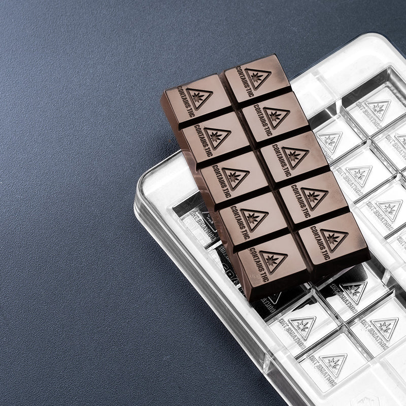 50mL 10pc Chocolate Bar Mold - Massachusetts/Maine/Rhode Island THC Triangle Symbol