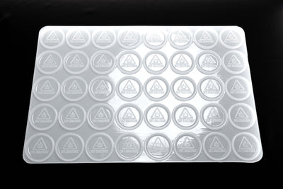 19mL Circle Candy Full Sheet Mold - MA, ME, RI, VT THC Symbol - 40 Cavities - 22138