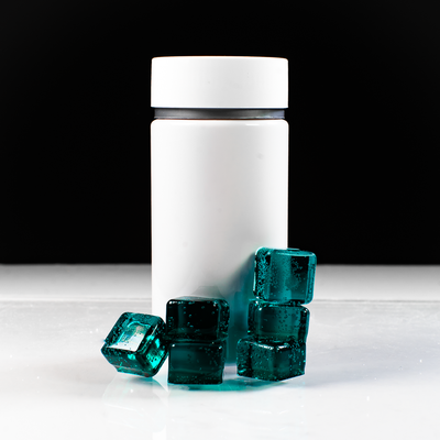 WhiteTubPackagingBlueCubeGummies4.4mLCubeCandyGummyDepositorMoldPlain144Cavities100PercentPlatinumSilicone