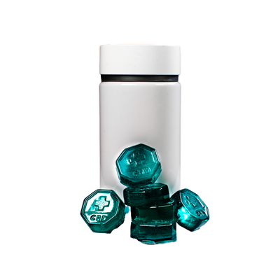 WhiteTubPackagingBlueGummies5mLOctagonCandyGummyDepositorMoldCBDSymbol108Cavities